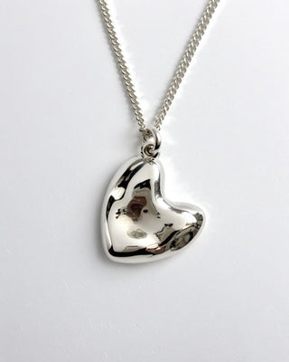 Sculptural Heart Necklace, Silver
