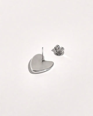 Sculptural Heart Studs - Large, Silver