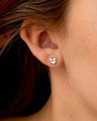 Sculptural Heart Studs - Small, Silver