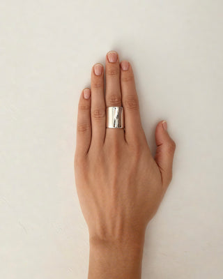 A long sterling silver ring