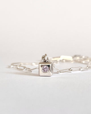 Sapphire pendant on Paperclip chain