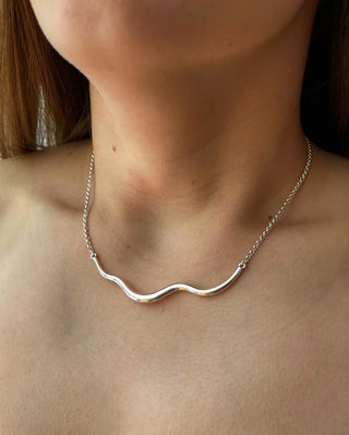 Sculptural silver necklace