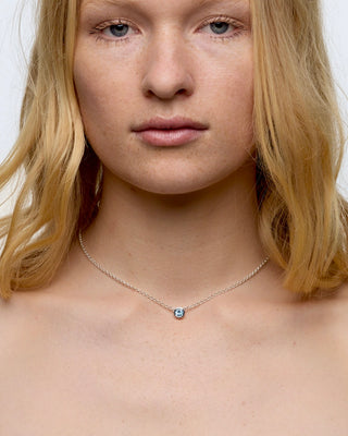 A sky blue topaz solitaire necklace in silver